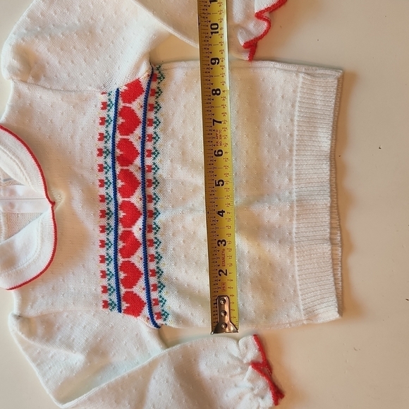 Vintage 18 months white heart floral print knit sweater - Picture 10 of 10
